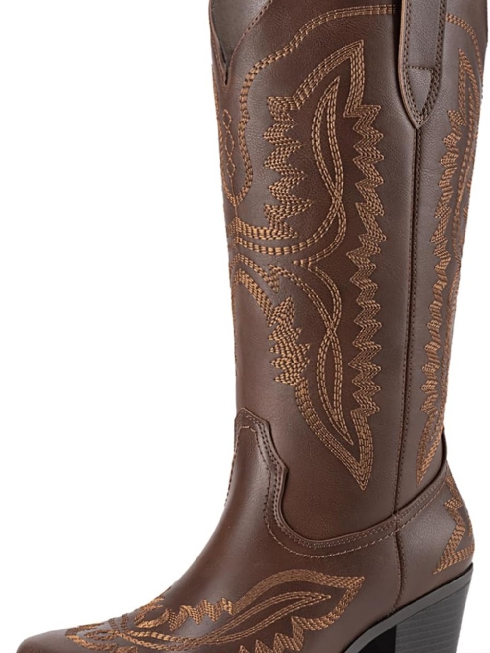 Athlefit Women’s Brown Embroidered Western Knee Boots - Picture 3 of 4